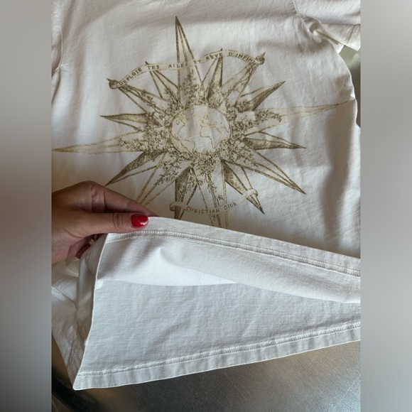 Christian Dior Cotton Graphic Print Crew-Neck T-Shirt Size Medium Natural White - Picture 10 of 16